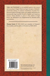 The Law Glossary. Fourth Edition (1856) achterzijde