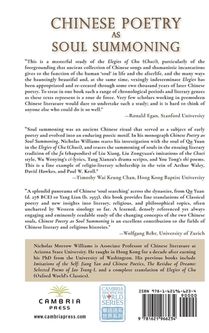 Chinese Poetry as Soul Summoning achterzijde