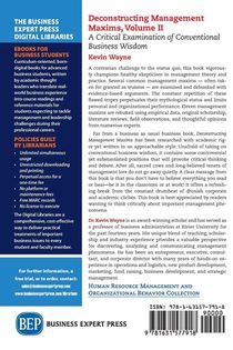 Deconstructing Management Maxims, Volume II achterzijde