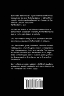 80 Recetas de Comidas Y Jugos Para Prevenir Calculos Vesiculares achterzijde