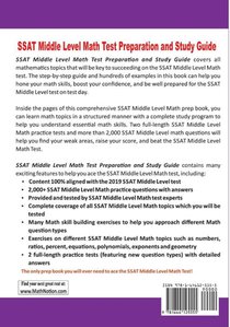 SSAT Middle Level Math Test Preparation and Study Guide achterzijde