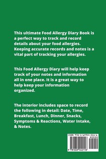 Food Allergy Diary achterzijde