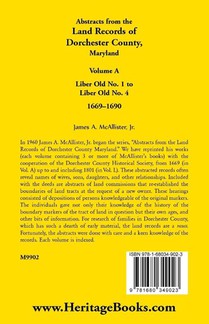 Abstracts from the Land Records of Dorchester County, Maryland, Volume A achterzijde