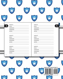 XL Large Print Password Tracker (Lock Shield Blue) achterzijde