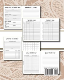 XL Large Print 1-Year Blood Pressure Tracker (Beige Lace) achterzijde