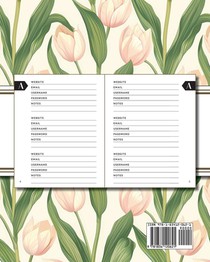 XL Large Print Password Tracker (Pink Tulips) achterzijde