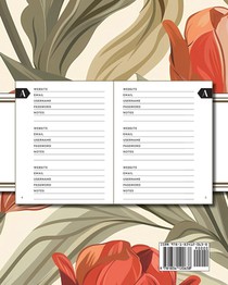XL Large Print Password Tracker (Autumnal Warm Tone Tulips) achterzijde