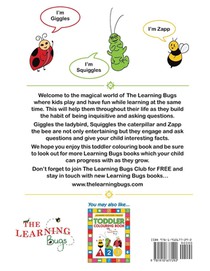 My Alphabet Toddler Colouring Book with The Learning Bugs achterzijde