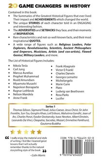 20 Game Changers In History (Series 2); A Note on the Lives and Impact of these Great Minds & Historical Figures (Tesla, Jung, Napoleon, Anne Frank, Darwin, Aurelius, Plato, and more) achterzijde