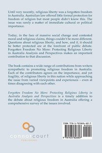 Forgotten Freedom No More - Protecting Religious Liberty in Australia achterzijde