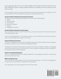 Versant Test Practice Exams for the 4-Skills Professional English Screening, Student Placement, and Writing Tests with Answers and Free mp3s achterzijde