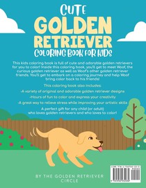 Cute Golden Retriever Coloring Book for Kids achterzijde