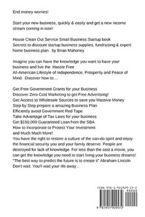 House Clean Out Service Small Business Startup book achterzijde