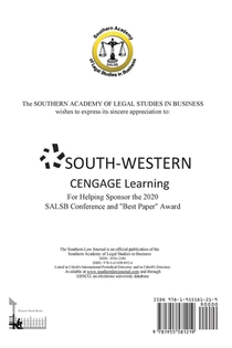 Southern Law Journal Fall 2021 achterzijde
