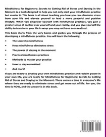 Mindfulness for Beginners achterzijde