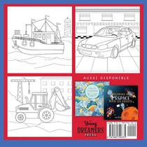Livre de coloriage de voitures, camions et vehicules de chantier achterzijde