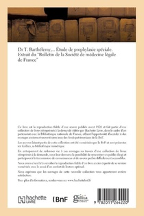 Etude de Prophylaxie Speciale. Extrait Du Bulletin de la Societe de Medecine achterzijde