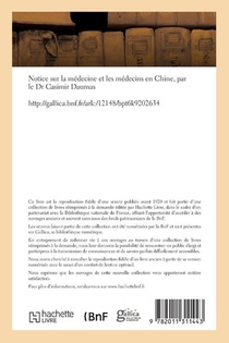 Notice Sur La Medecine Et Les Medecins En Chine achterzijde