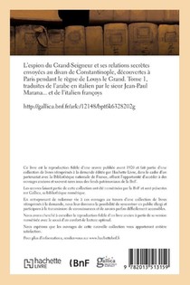 L'Espion Du Grand-Seigneur Et Ses Relations Secretes Envoyees Au Divan de Constantinople Tome 1 achterzijde