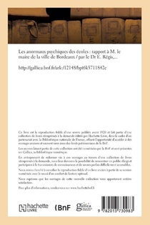 Les Anormaux Psychiques Des Ecoles: Rapport A M. Le Maire de la Ville de Bordeaux achterzijde