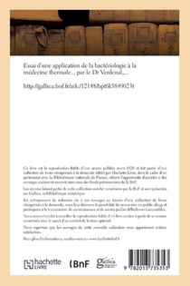 Essai d'Une Application de la Bacteriologie A La Medecine Thermale achterzijde