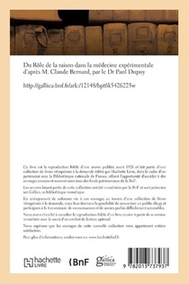 Du Role de la Raison Dans La Medecine Experimentale d'Apres M. Claude Bernard achterzijde