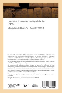 La Variole Et La Patente de Sante achterzijde
