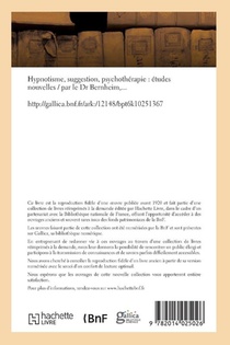 Hypnotisme, Suggestion, Psychotherapie. Etudes Nouvelles achterzijde