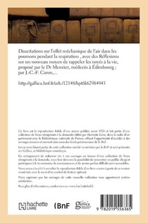 Dissertations Sur l'Effet Mechanique de l'Air Dans Les Poumons Pendant La Respiration, achterzijde