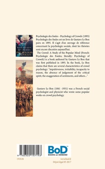 Psychologie des foules - Psychologie of crowd (Bilingual French-English Edition) achterzijde