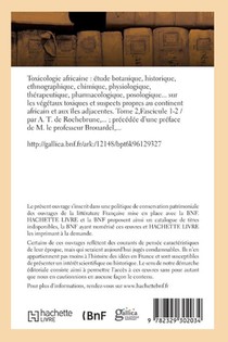 Toxicologie Africaine. Tome 2. Fascicule 1-2 achterzijde