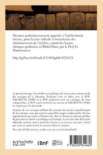 Derniers perfectionnements apportés à l'uréthrotomie interne achterzijde