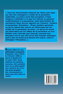 La Pesanteur et la Grâce achterzijde