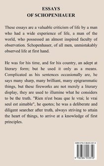 Schopenhauer, A: Essays of Schopenhauer achterzijde