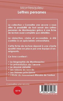 Fiche de lecture Lettres persanes de Montesquieu (analyse litteraire de reference et resume complet) achterzijde