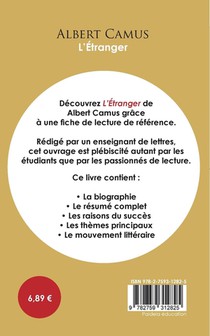 Fiche de lecture L'Etranger (Etude integrale) achterzijde