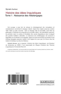 Histoire des idées linguistiques achterzijde