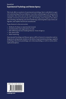 Experimental Psychology and Human Agency achterzijde