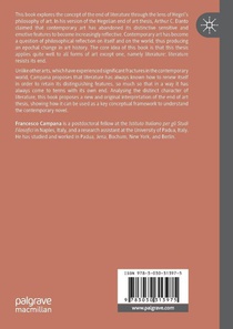 The End of Literature, Hegel, and the Contemporary Novel achterzijde