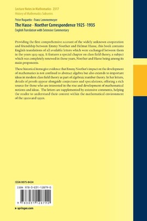 The Hasse - Noether Correspondence 1925 -1935 achterzijde