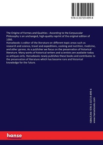 The Origine of Formes and Qualities achterzijde