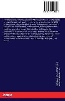 Inventors' and Mechanics' Scientific Manual and Patent Law Complete achterzijde