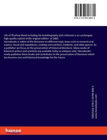 Life of Thurlow Weed Including His Autobiography and a Memoir achterzijde