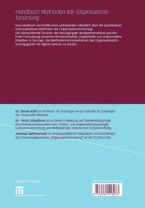 Handbuch Methoden der Organisationsforschung achterzijde