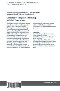 Cultures of Program Planning in Adult Education achterzijde