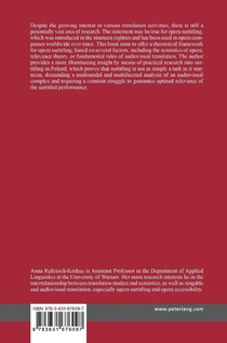 Opera Surtitling as a Special Case of Audiovisual Translation achterzijde