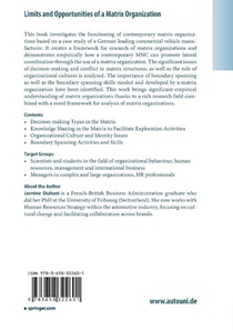 Limits and Opportunities of a Matrix Organization achterzijde