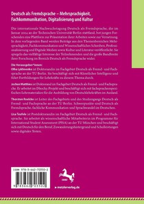 Deutsch als Fremdsprache - Mehrsprachigkeit, Fachkommunikation, Digitalisierung und Kultur achterzijde