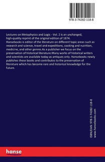 Lectures on Metaphysics and Logic achterzijde