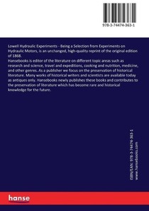 Lowell Hydraulic Experiments achterzijde